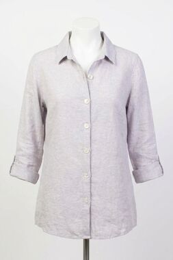 NEW HABITAT lined blend button front shaped shirt in gull